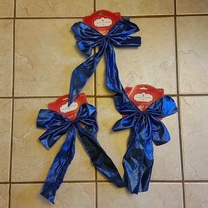 Trim a home set of 3 sparkly blue wreath bows